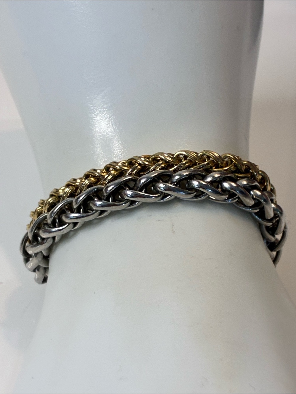 Gold and Silver Braided Rope Chain Bracelet High Low Timeless Every Day Easy - Picture 4 of 15